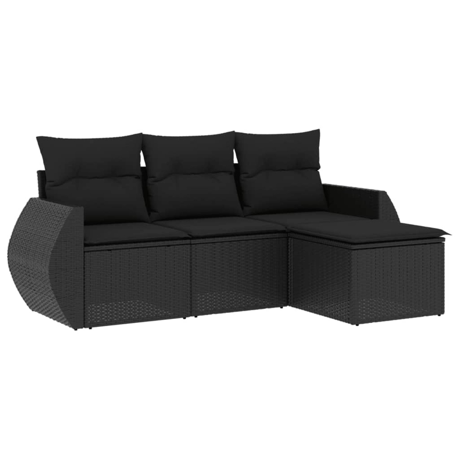vidaXL 4-Tlg Garten-Sofagarnitur mit Kissen Schwarz Poly Rattan 3221264 günstig online kaufen