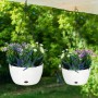 Relaxdays Blumenampeln 2er Set Kunststoff Stahl Weiß Schwarz Wasserspeicher 60 cm x 24 cm_5