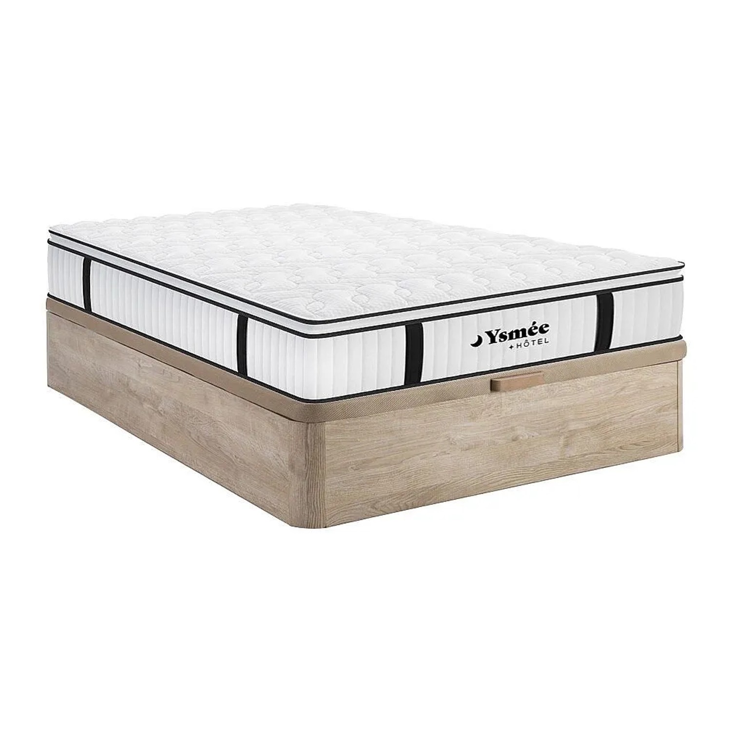 Vente-unique Matratze Und Bettgestell Mit Lattenrost Und Bettkasten Delice Naturfarben Hell 200 cm