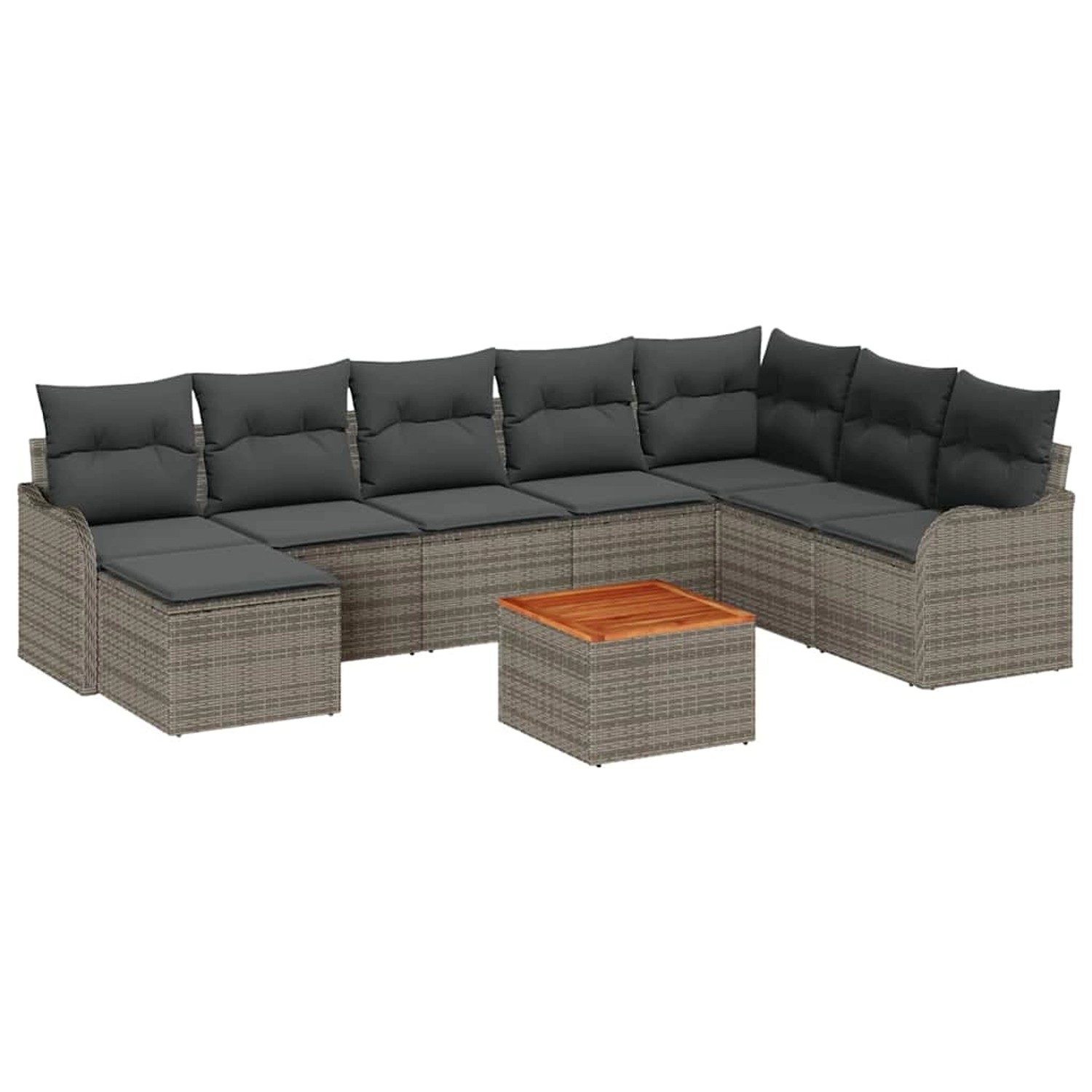 vidaXL Garten-Sofa-Set 9-Tlg Grau Poly Rattan 3347489 günstig online kaufen