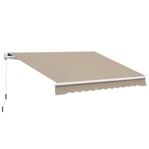 Beige Outsunny Gelenkarmmarkise aus Polyester und Aluminium, 395 x 300 cm, für Terrasse und Balkon.