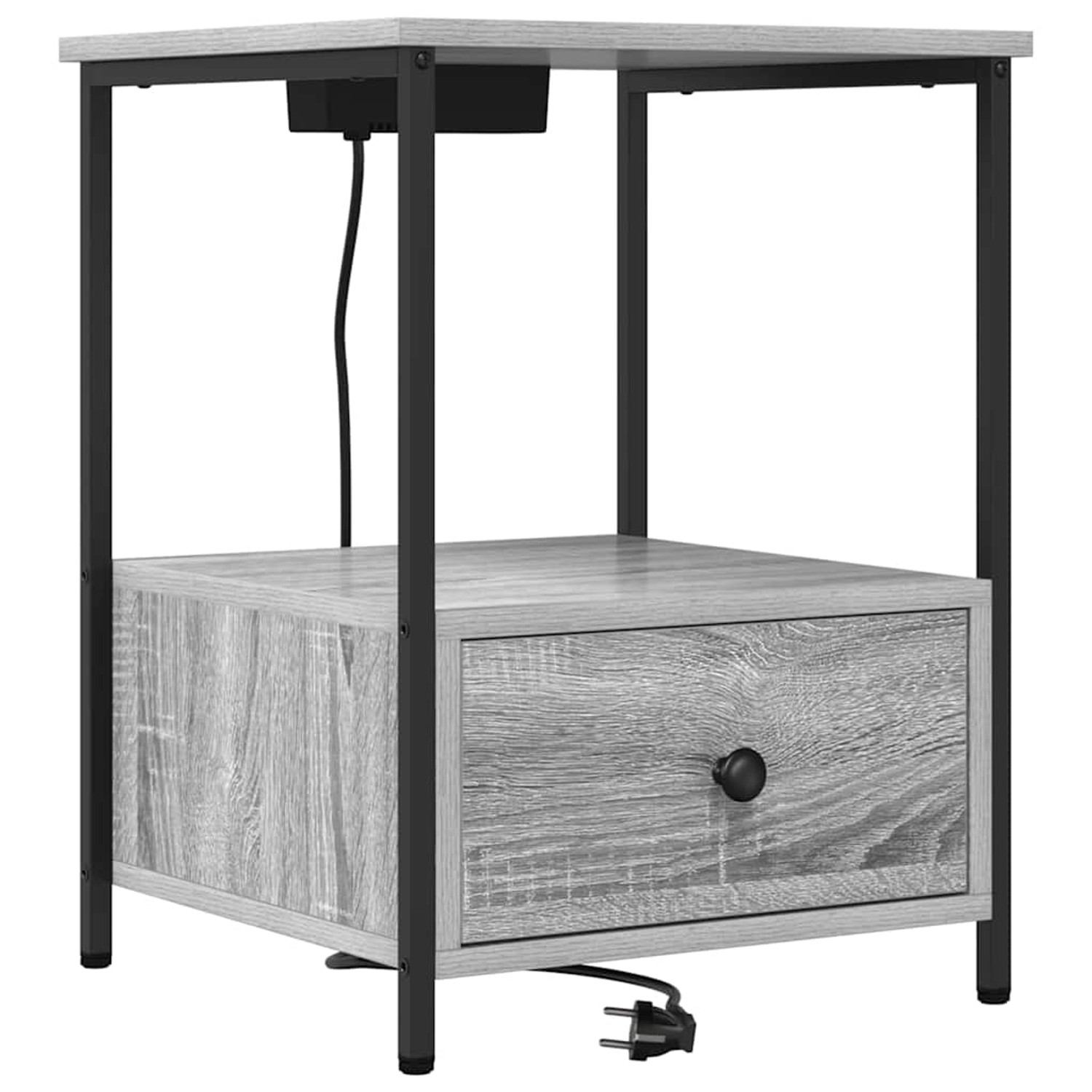 vidaXL Nachttisch mit Ladestation Grau Sonoma Holzwerkstoff 859436 günstig online kaufen