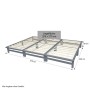 Graues Familienbett XXL 270x200 cm aus Kiefernholz mit Lattenrost im Paletten Design.