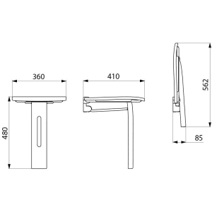 Delabie Duschsitz BASIC+ hochklappbar mit Fuß