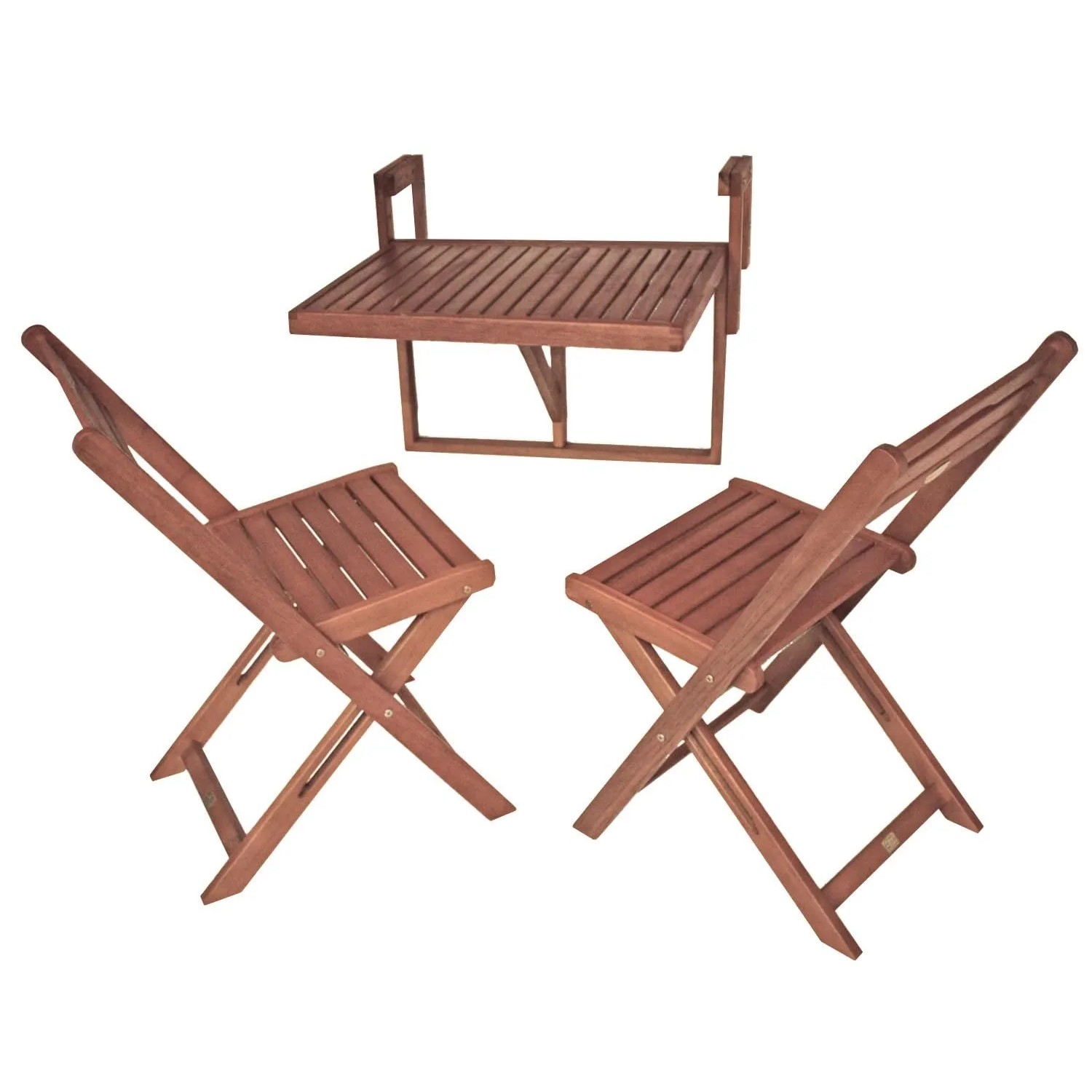 DELUKE Balkonmöbel-Set PISA Eukalyptus Natur Balkon-Set Gartenmöbel-Set Sitzgruppe Balkonstuhl Balkontisch