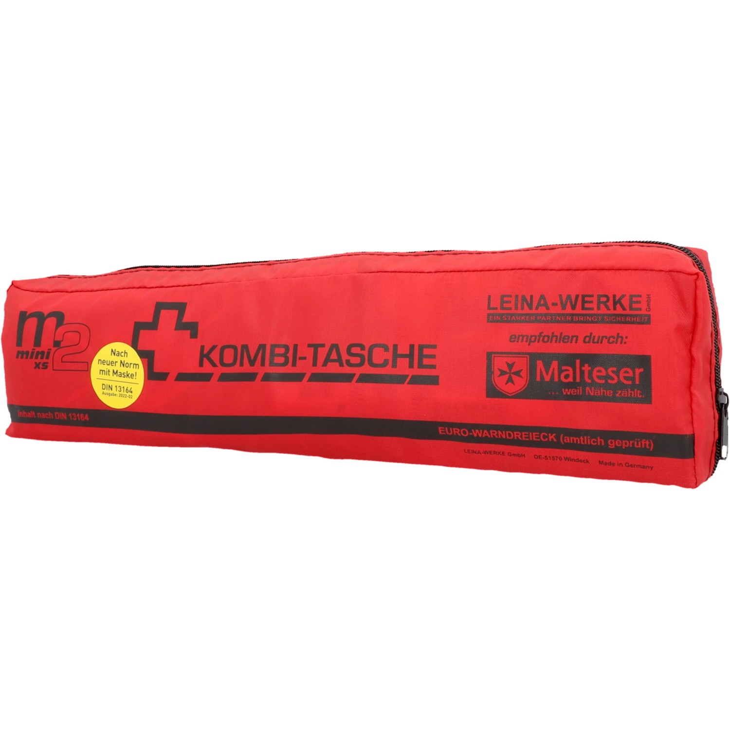 Leina-Werke Mini-Kombitasche M2 Rot/Schwarz - Erste-Hilfe Tasche Mit Klett (Made In Germany)