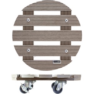 Wagner WPC Pflanzenroller, Ø 29 cm, Taupe, mit Rollen für den einfachen Transport von Pflanzen.