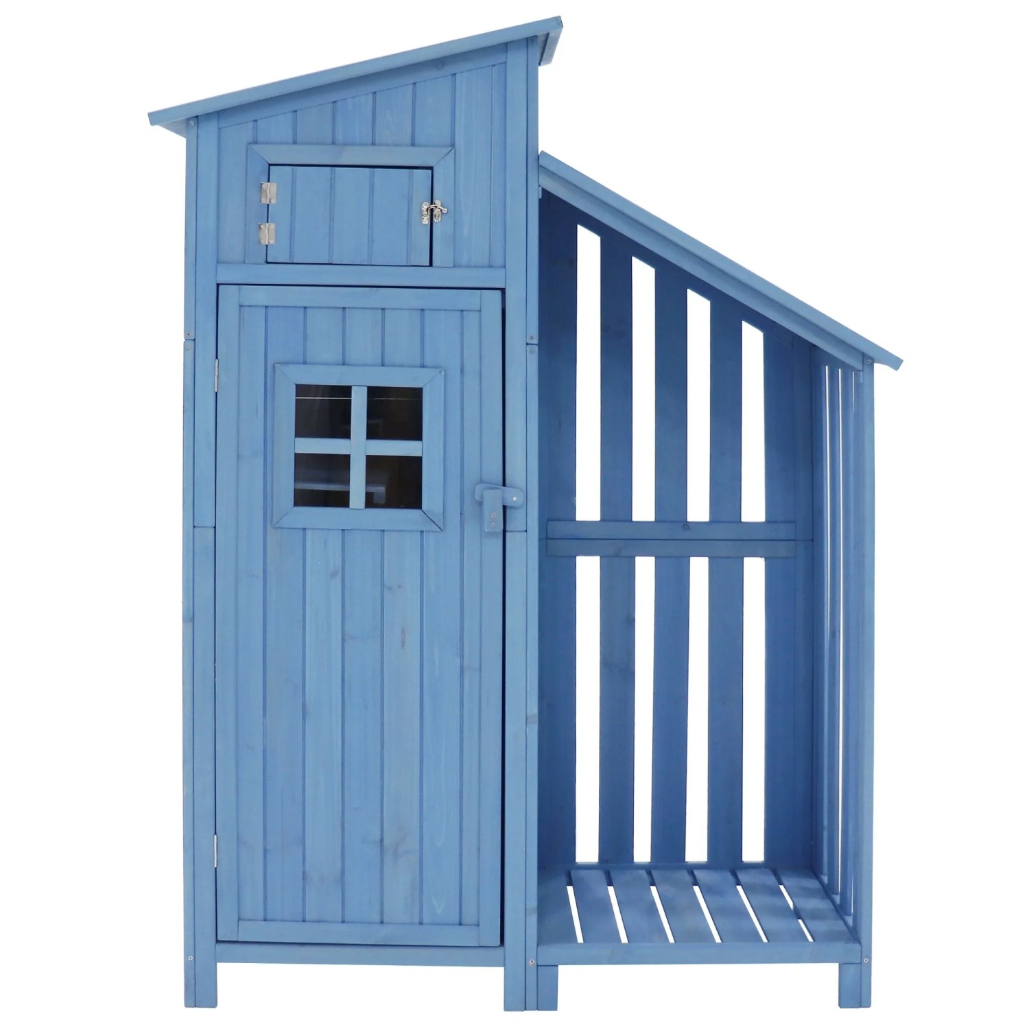 Merax Gerätehaus Holz Blau 124X46X174 cm Gartenschrank