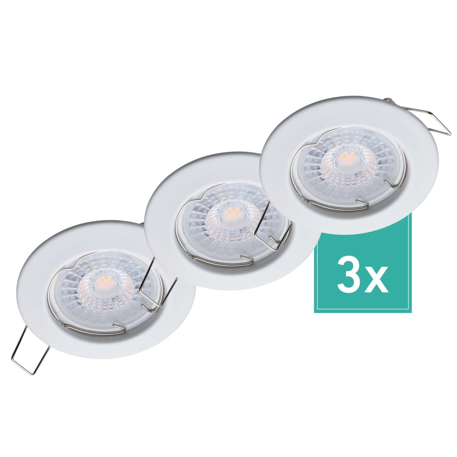 Oktaplex Sedan 3er Set LED-Einbaustrahler in 3 Stufen Dimmbar Rund Weiß 4,8W Warmweiß 2700K 230V Flach Lochmaß 60 mm