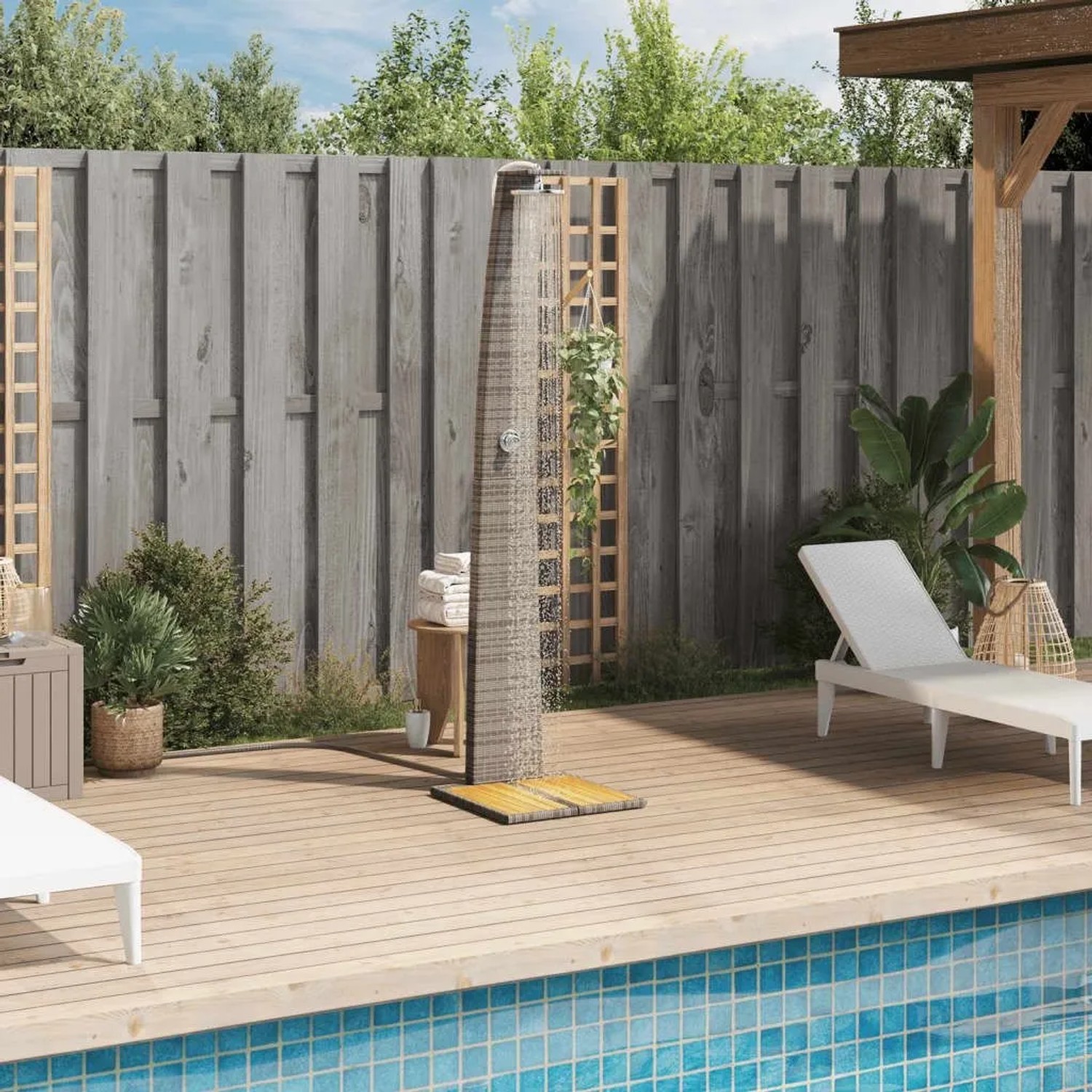 vidaXL Gartendusche Grau 55x60x224 cm Poly Rattan und Akazienholz 368210_3