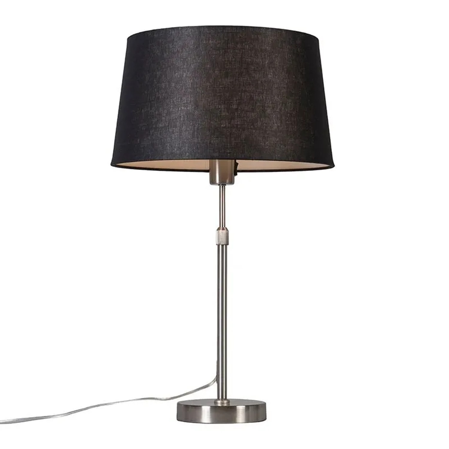 QAZQA Tischleuchte Stahl mit Schirm Schwarz 35 cm Verstellbar Parte