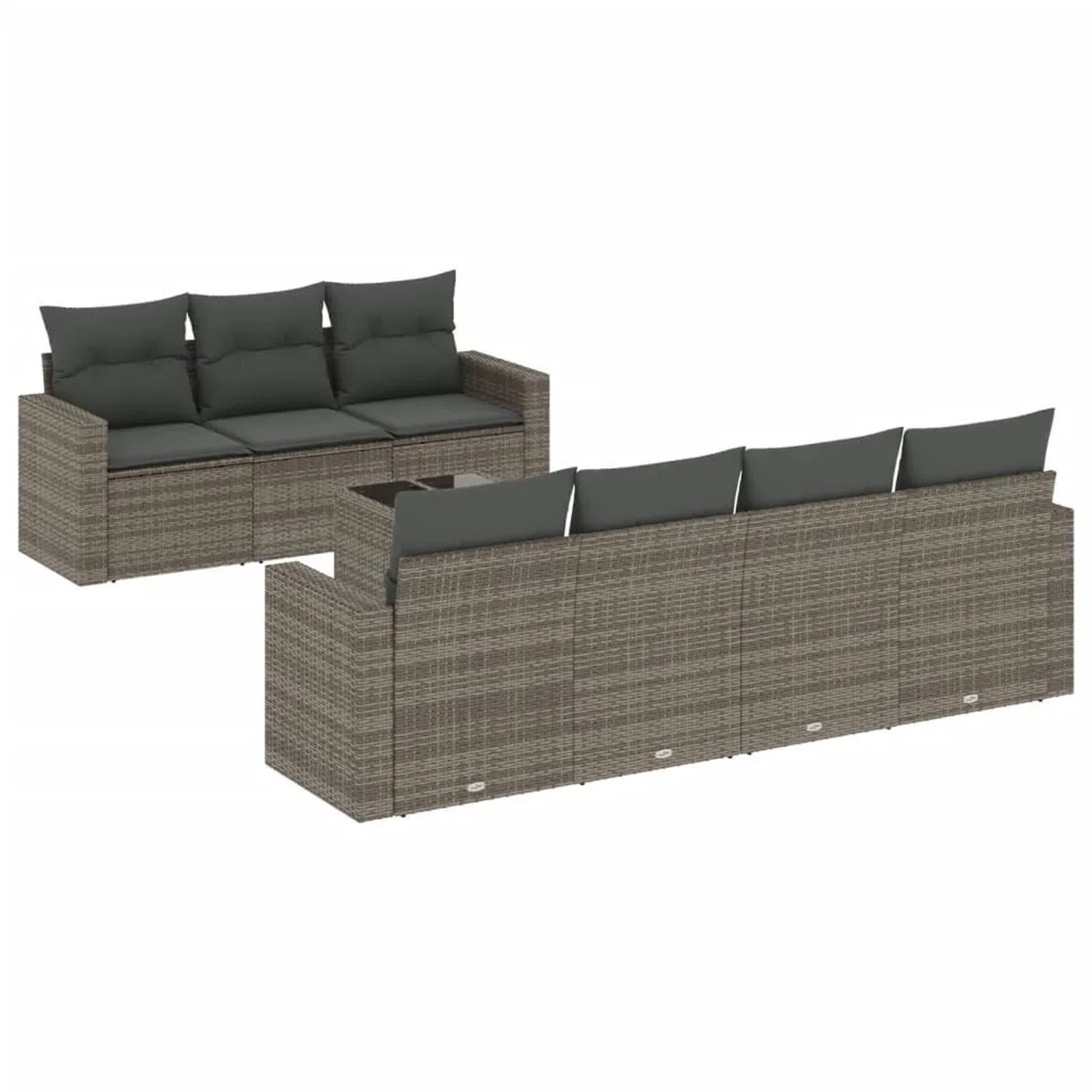 vidaXL 8-Tlg Garten-Sofagarnitur mit Kissen Grau Poly Rattan 3251067 günstig online kaufen