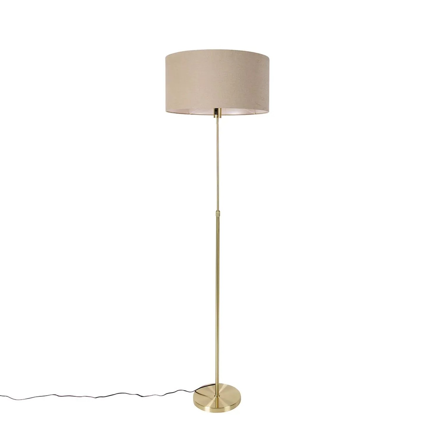 QAZQA Stehlampe Verstellbar Gold mit Schirm Hellbraun 50 cm Parte