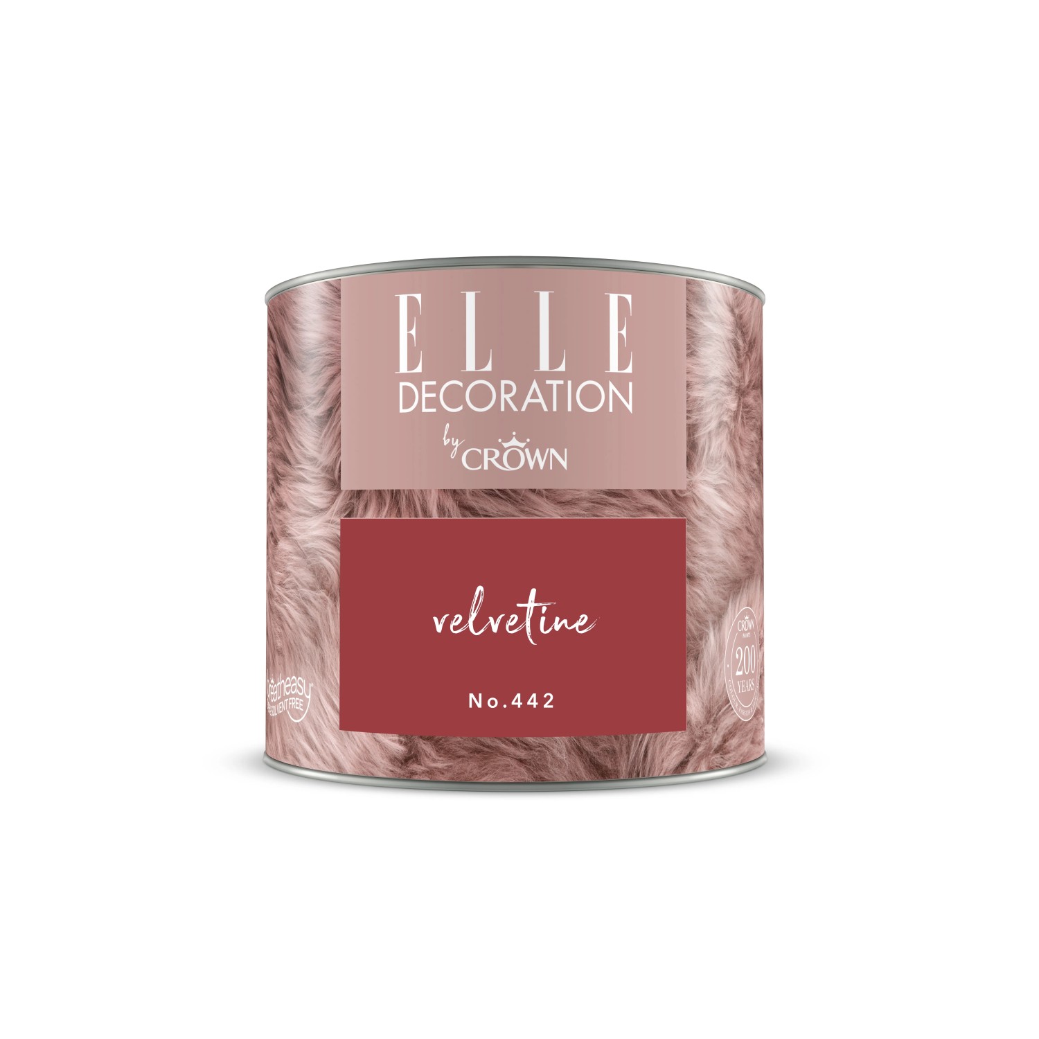 Dose ELLE DECORATION by Crown Wandfarbe Velvetine No. 442, matte, rote Innenfarbe.