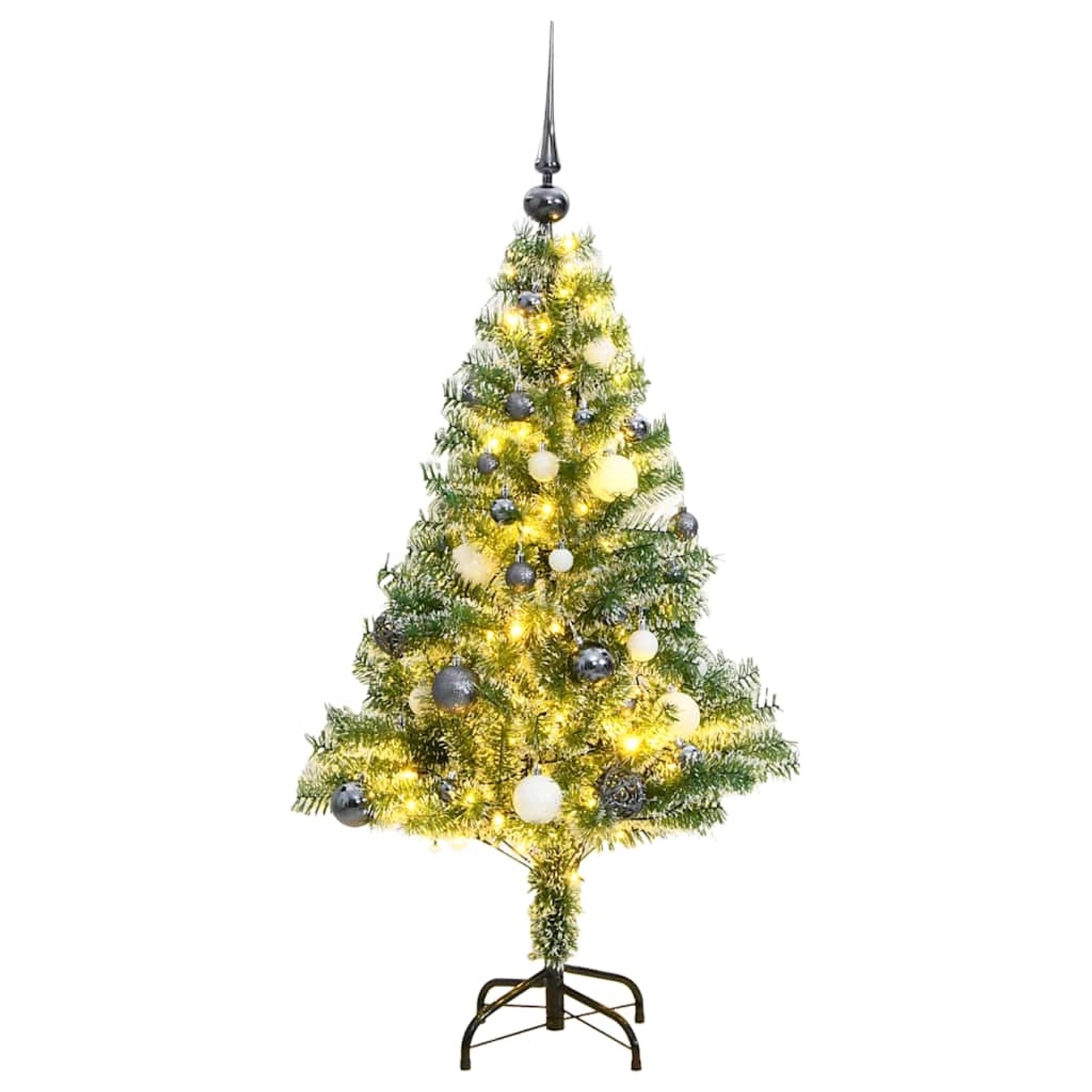 vidaXL Künstlicher Weihnachtsbaum mit Schnee & Kugeln 150 LEDs 150 cm 3210100