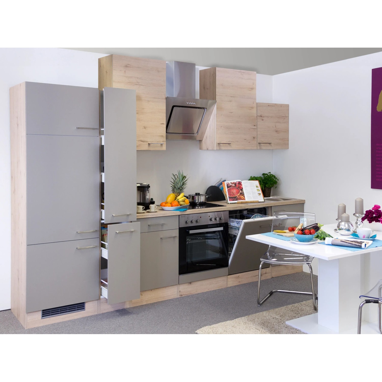 Flex-Well Küchenzeile Riva, mit E-Geräten, Breite 310 cm