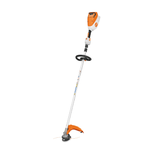 Stihl Akku-Motorsense FSA 80 R in Orange-Grau mit Rundumgriff und Schneidkopf. Ideal für private Gartenarbeiten.