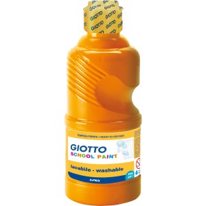 Orangefarbene GIOTTO Schulmalfarbe, super auswaschbar, 250 ml.