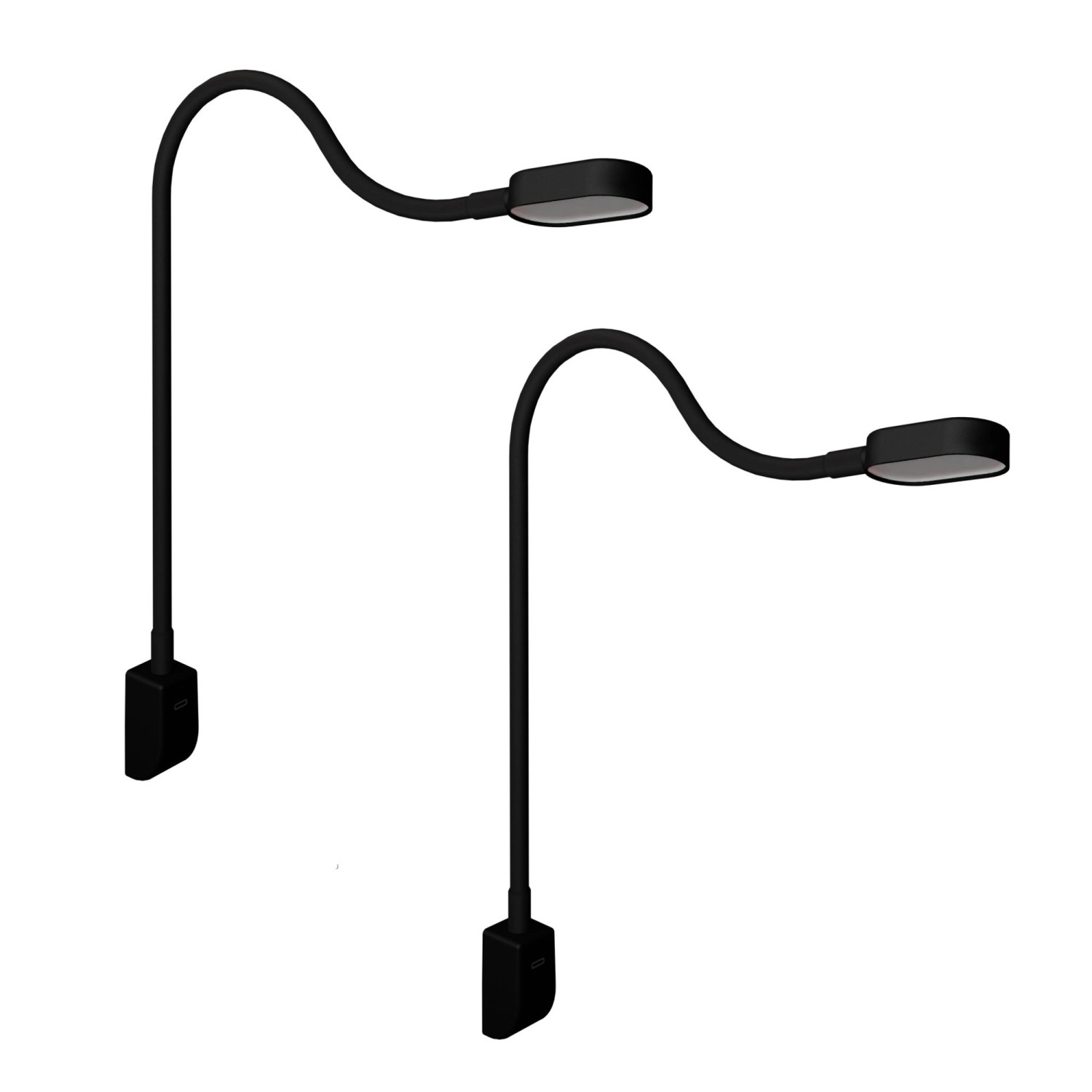 kalb Ilios LED-Bettleuchte Mit USB-C Wand- und Winkelmontage Flexibler Arm Dimmbar 2er Set Schwarz