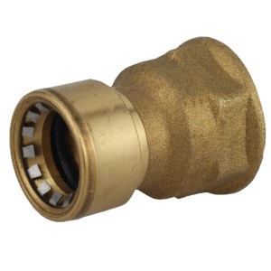 Kirchhoff Übergangsmuffe, blankes Messing, 15 mm x 18,7 mm (1/2 IG) für Steckfittings.