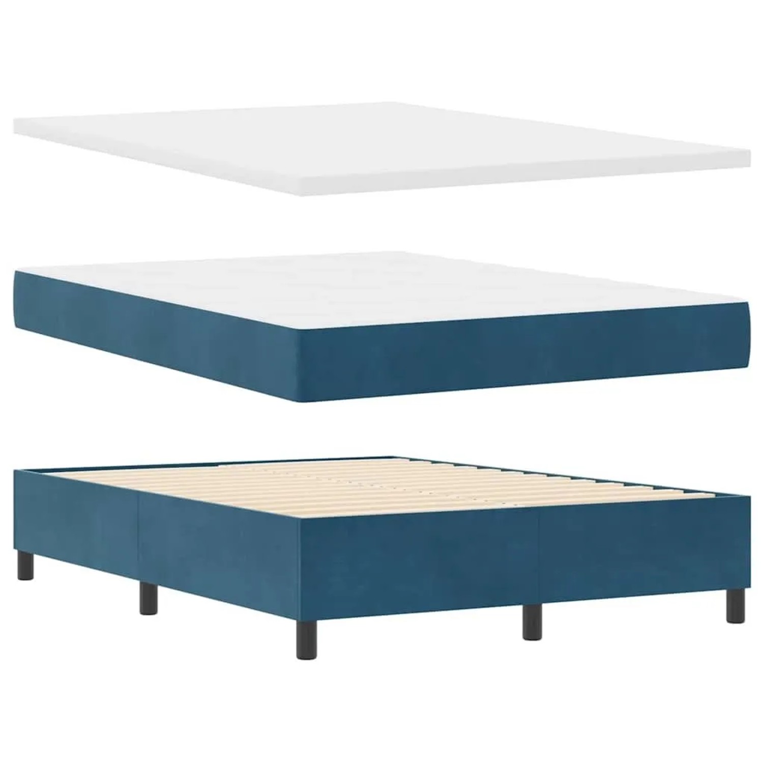 vidaXL Boxspringbett mit Matratze Dunkelblau 160 x 200 cm Samt 3344460 günstig online kaufen