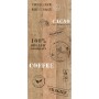 Selbstklebende Küchentapete im Holzdesign mit Kaffee-Motiven für Cafe oder Küche.