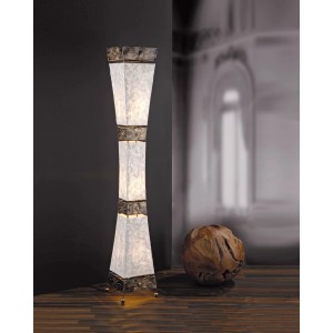 Paul Neuhaus Stehleuchte Abuja, mehrfarbig, mit Perlmutt-Optik und verziertem Metallkorpus.