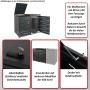 Anthrazitfarbene MCW Mülltonnenbox E83 aus Stahl für 2-4 Tonnen, abschließbar und erweiterbar.
