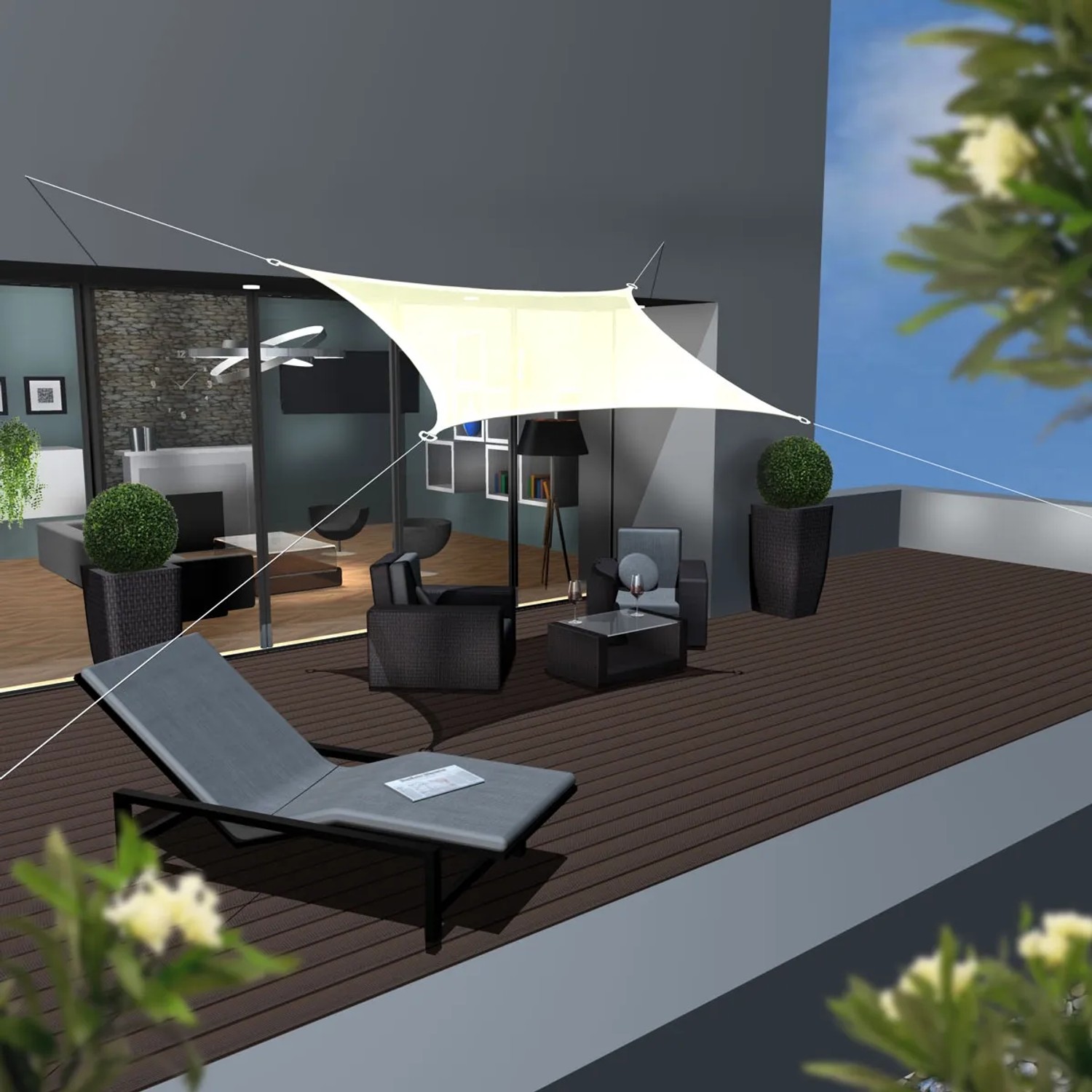 AMANKA Sonnensegel Terrasse 3 x 4 m Rechteckig HDPE Wasserdurchlssig UV  Schutz Beige kaufen bei OBI