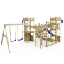 Wickey Spielturm Smart Arch mit blauer Rutsche, Schaukel und Kletterelementen.