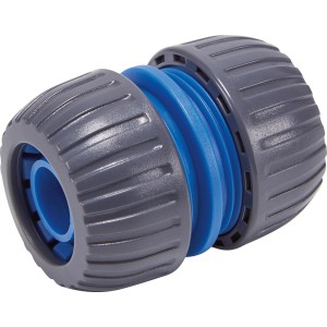 LUX Reparator 19 mm: Schlauchverbinder aus grauem und blauem Kunststoff für 19 mm Schläuche.