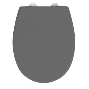 Wenko WC-Sitz Vorno Neo, Duroplast, Grau, mit Edelstahl-Befestigung.