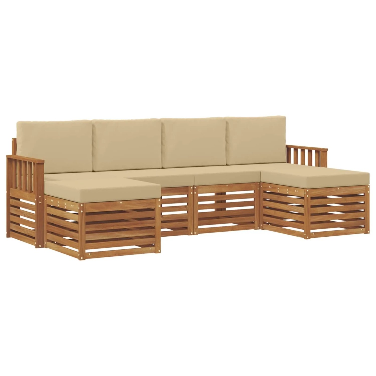 vidaXL Sofagarnituren 6 Tlg Natur und Beige Massivholz Akazie 3375243