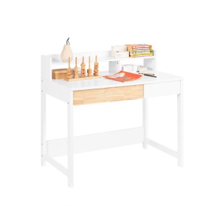 Weißer SoBuy Schreibtisch mit Ablagen, ideal für Homeoffice oder Kinderzimmer. Kompaktes Design mit Schubladen.