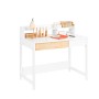 Weißer SoBuy Schreibtisch mit Ablagen, ideal für Homeoffice oder Kinderzimmer. Kompaktes Design mit Schubladen.