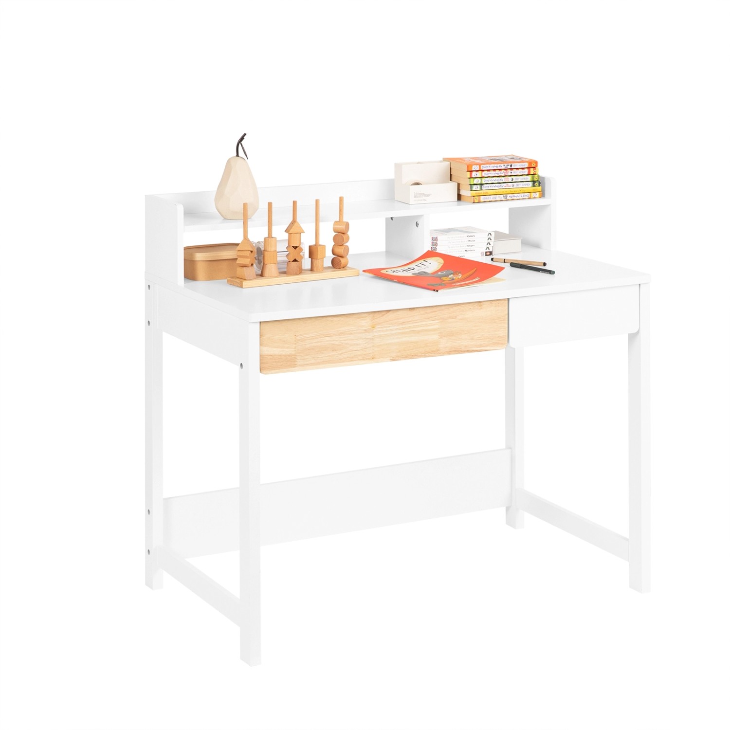 SoBuy Schreibtisch mit 2 Ablagen Homeoffice Weiß 100x95x59cm FWT106-W günstig online kaufen