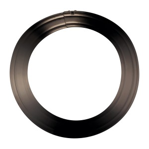 Schwarze OBI Rosette aus Aluminium, verstellbar von 120-130 mm, für Kamin und Ofen.