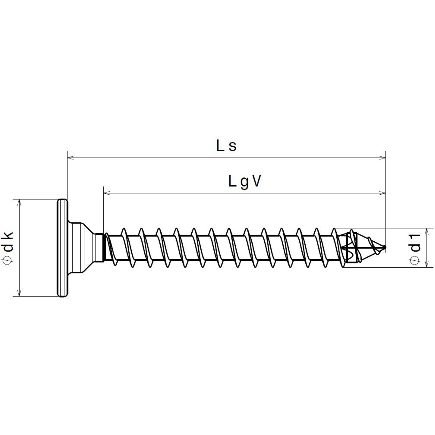 Technische Zeichnung einer Spax Universalschraube 3,5 x 30 mm mit Flachkopf und T-Star plus Antrieb.