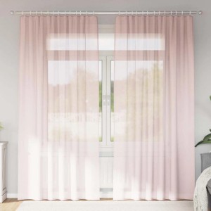 vidaXL Voile Vorhänge mit Stangentaschen 2 Stk Hellrosa 4102188