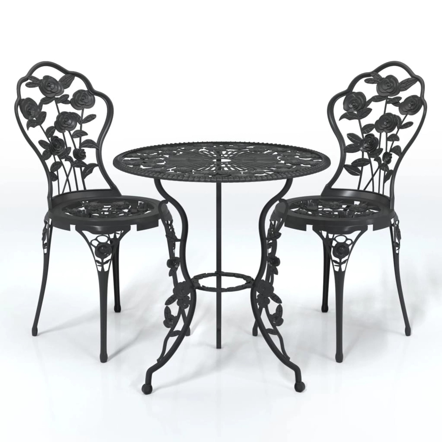 vidaXL 3-tlg Bistro-Set Aluminiumguss Schwarz Modell 9