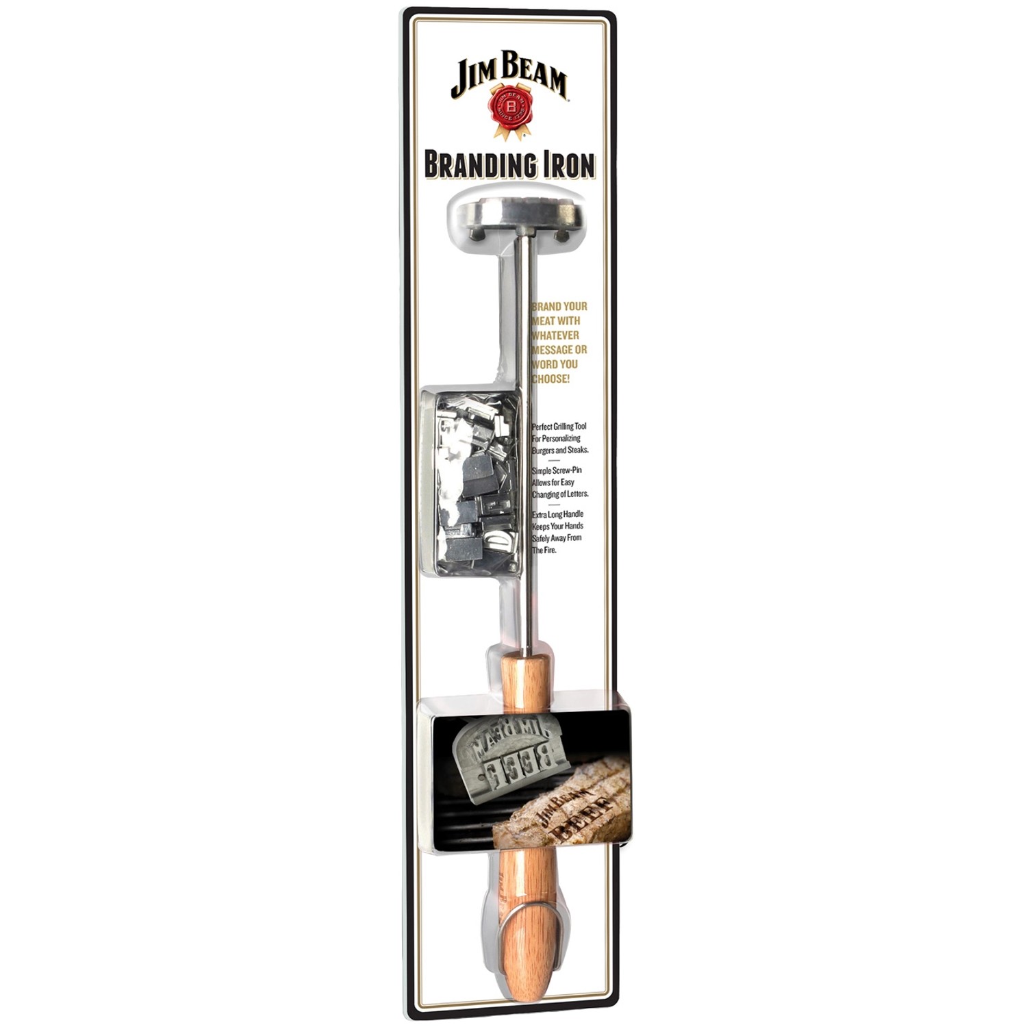 Jim Beam Brandeisen Edelstahl Holzgriff Parawood