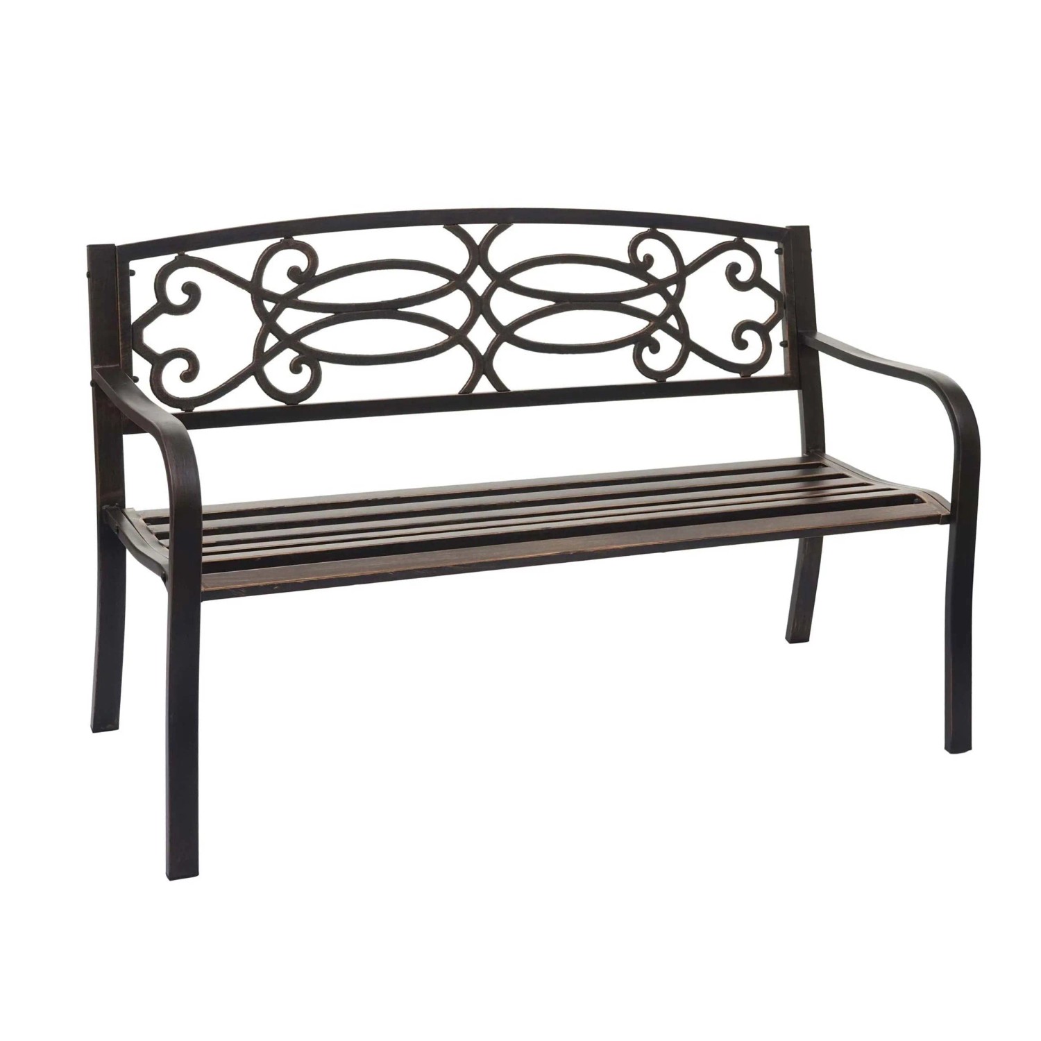 PROREGAL Gartenbank HxBxT 87x127x58cm Bank Parkbank Sitzbank Vintage Bronze 2-Sitzer Pulverbeschichteter Stahl