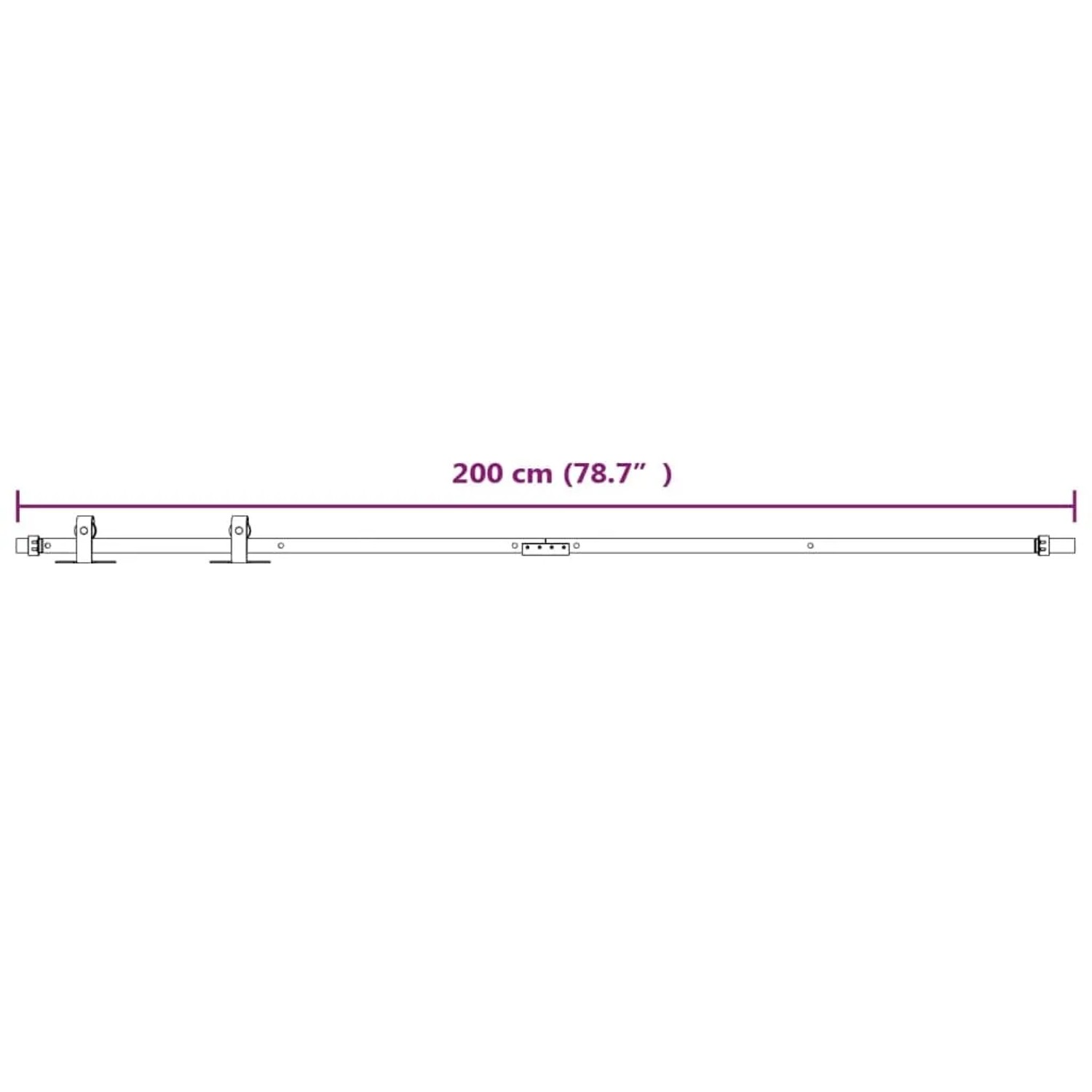 Weiße 200 cm vidaXL Mini Laufschiene aus pulverbeschichtetem Carbonstahl für Schiebetürbeschlag Set.