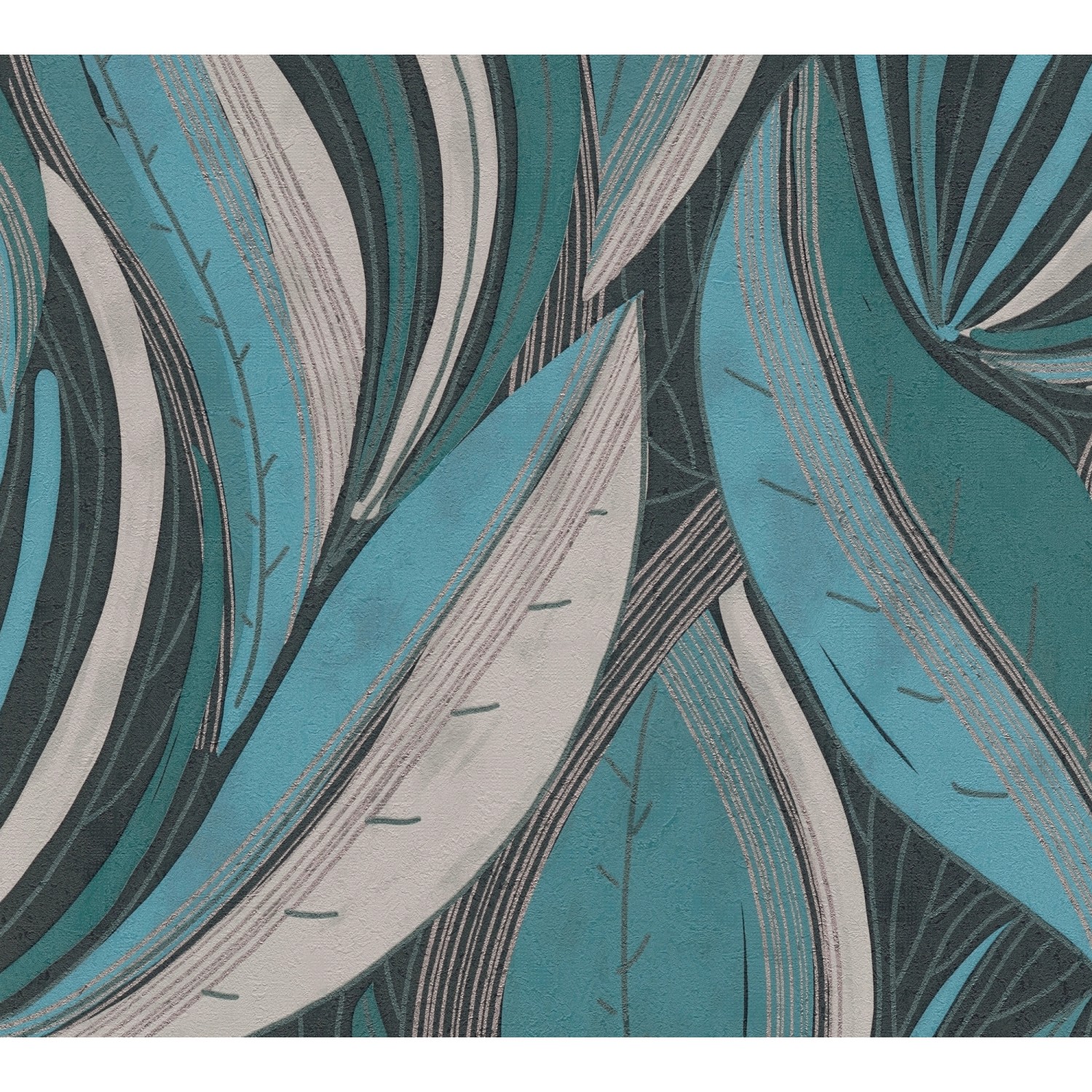 A.S. Creation Vliestapete Blätter Floral Modern 10,05 m x 0,53 m Blau-Grau günstig online kaufen