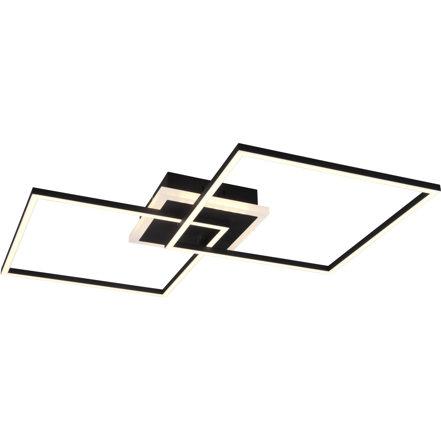 Moderne LED-Deckenleuchte Arribo, 29W, schwarz matt mit RGBW-Funktion. Quadratisches Design.