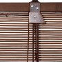 Detailansicht: OBI Bambus-Raffrollo Teak, 80x160 cm, mit Zugschnüren und Aufhängung.
