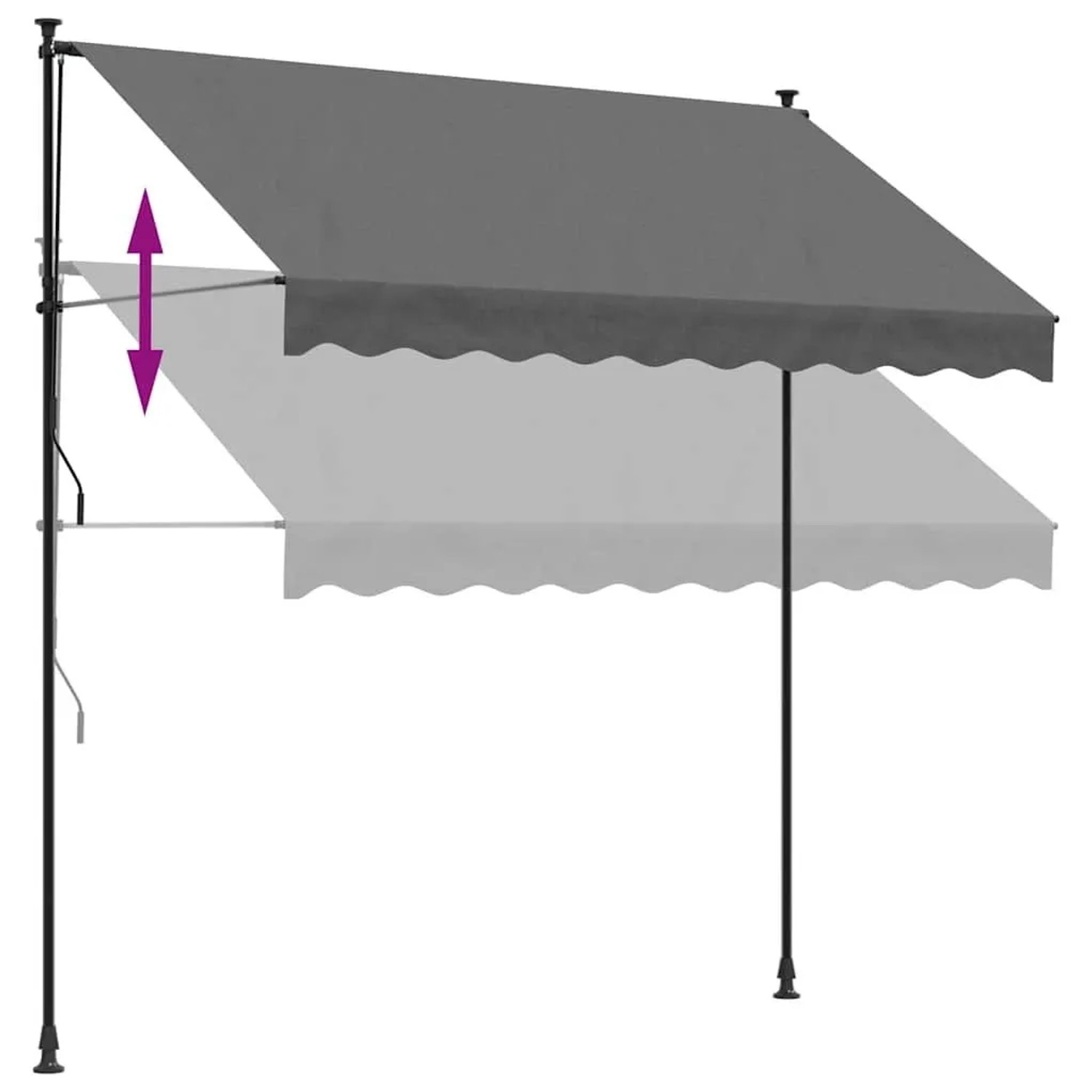 vidaXL Markise Einziehbar Anthrazit 250x150 cm Stoff und Stahl 368739_7