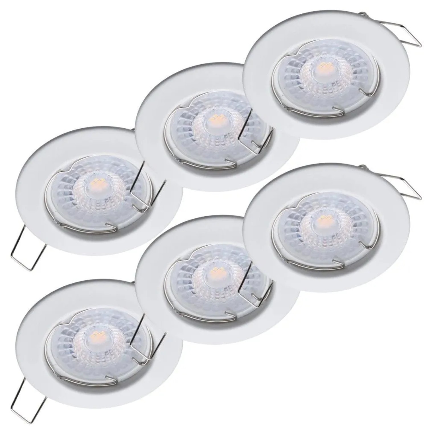 Oktaplex Sedan 6er Set LED-Einbaustrahler Lochmaß Ø 60mm Weiß Flach 2700K Warmweiß 4,8W 230V Deckenspots Rund