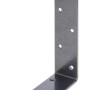 Schwarzer Duravis Balkenwinkel, ungleichschenklig, 160x240x50 mm, mit Löchern für Holzverbinder.
