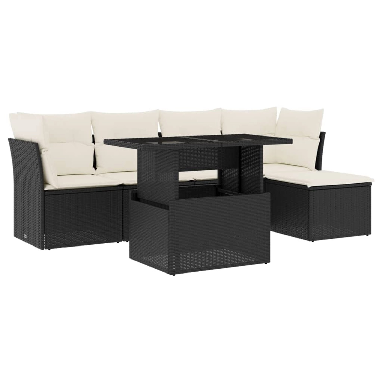 vidaXL 6-Tlg Garten-Sofagarnitur mit Kissen Schwarz Poly Rattan 3266546 günstig online kaufen
